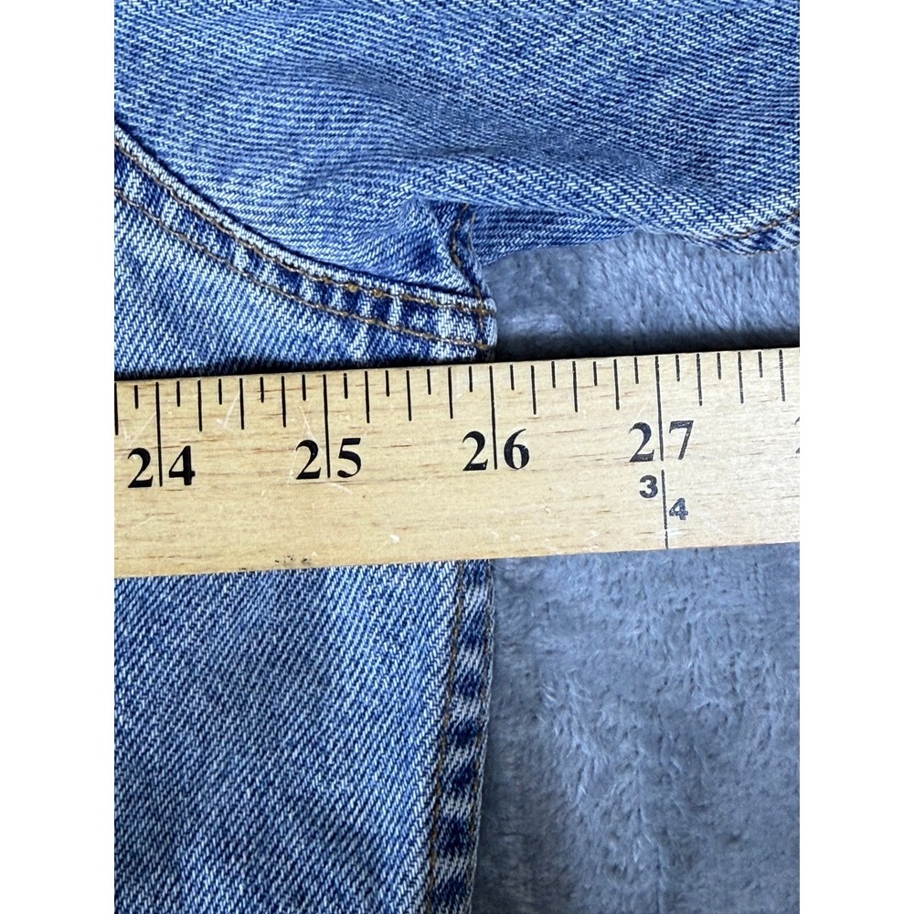 Mens 90s Vintage Levis Light Wash Distress Denim Trucker Jacket Blue Size Large - Picture 9 of 13
